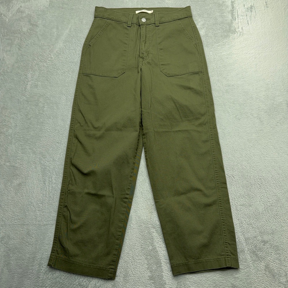 Levi's Utility Pants Womens 27 Green Straight Leg High Rise Workwear